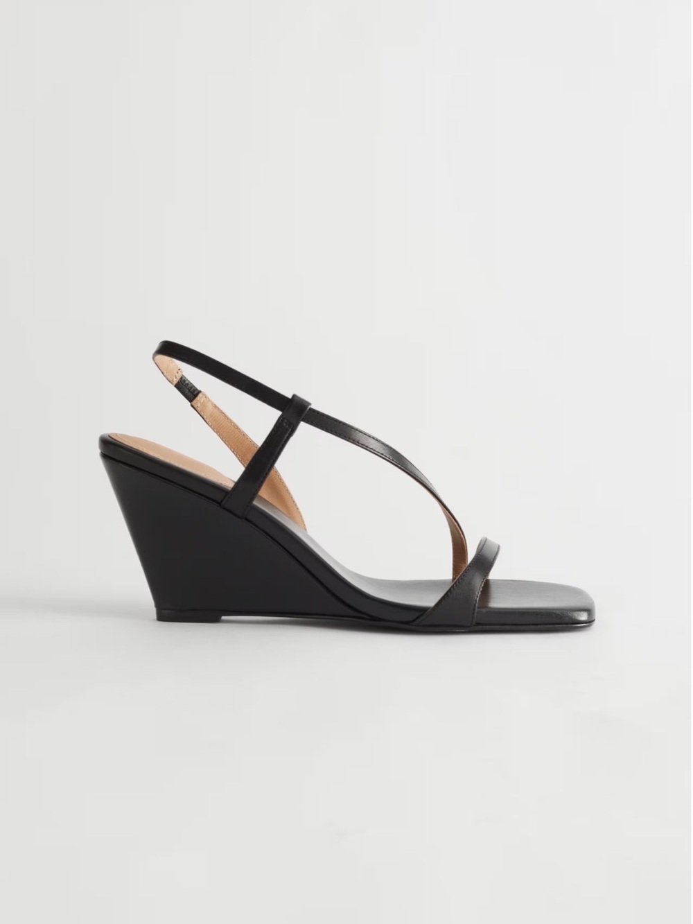 & Other Stories Strappy Heeled Leather Wedge Sandals